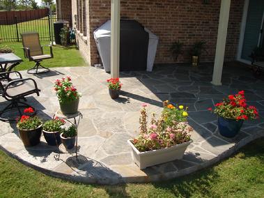 flagstone patio deck water feature, patio, fence, hardscape, irrigation, retaining wall, sod installation, Pond, Stone Garden Fountains, landscape